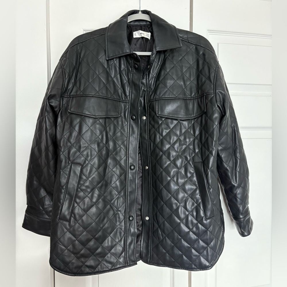 Mango Charcoal faux Leather Jacket S